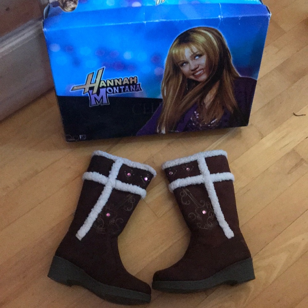 Hanna Montana Girls Tall Wedge Boots Size 11